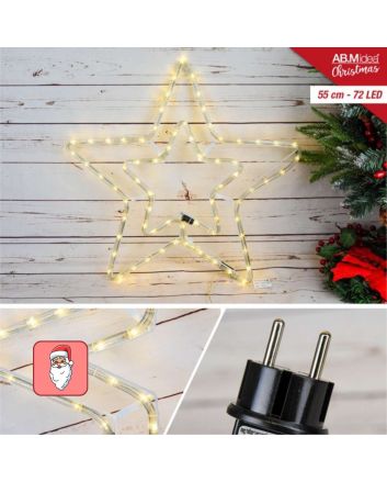 Doppia stella natalizia LED bianco caldo appesa a parete