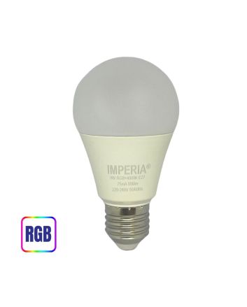 Lampadina LED E27 9W RGB+W a Goccia con Telecomando e Dimmer - Imperia