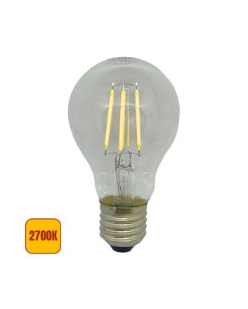 Lampadina LED E27 5W A60 Filamento 650Lm Luce Calda 2700K Trasparente