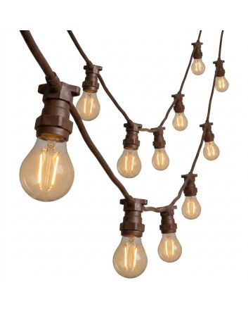 Catena E27 MARRONE 22m con 28 Portalampada IP54 220V - Giuntabile