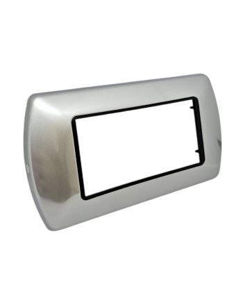 Placca Metallo 4 Posti Grigio Chiaro Compatibile Living International