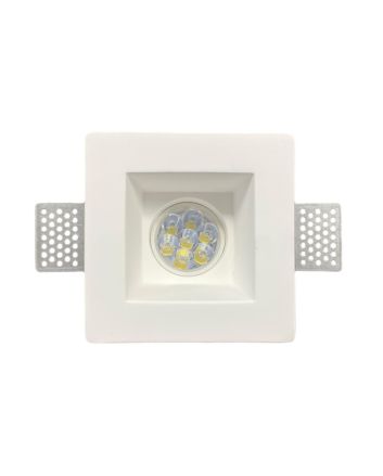 Portafaretto Incasso Quadrato Gesso GU10 12x12x5.5 Interno Squadrato
