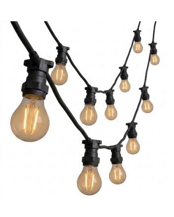 Catena E27 NERA 22m con 28 Portalampada IP54 220V - Giuntabile