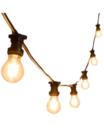 Catena E27 NERA 16,5m con 24 Portalampada IP54 220V - Giuntabile