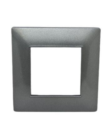 Placca 2 Posti Grigio Scuro Compatibile Vimar Plana - Tot Electric