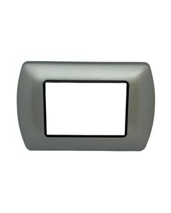 Placca Metallo 3 Posti Grigio Chiaro Compatibile Living International