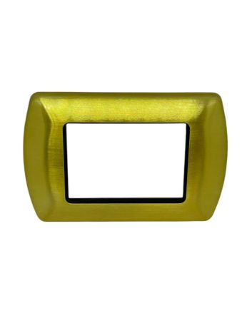 Placca Metallo 3 Posti Oro Spazzolato Compatibile Living International