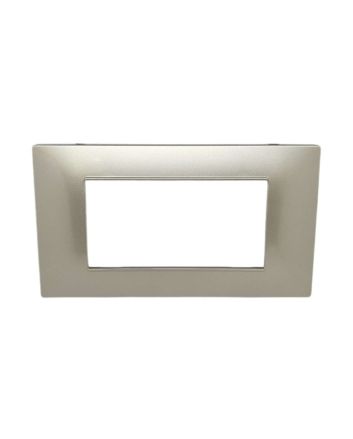 Placca 4 Posti Grigio Chiaro Compatibile Vimar Plana - Tot Electric