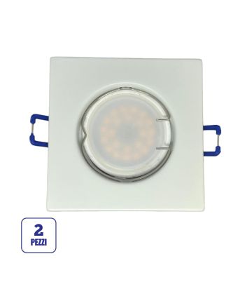 2x Portafaretto GU10/MR16 Quadrato Fisso 8.2x8.2cm - Bianco