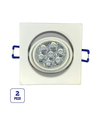2x Portafaretto GU10/MR16 Quadrato Orientabile 8.2x8.2cm - Bianco