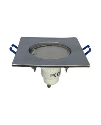 2x Portafaretto GU10/MR16 Quadrato Fisso 8.2x8.2cm - Cromo Lucido