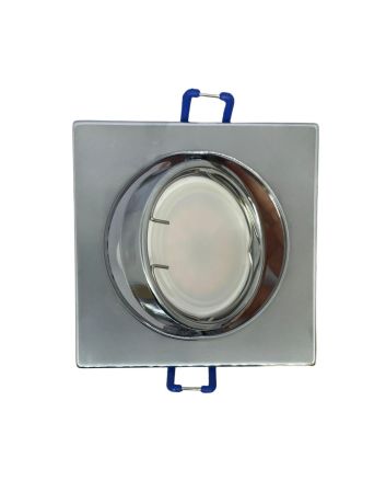 2x Portafaretto GU10/MR16 Quadrato Orientabile 8.2x8.2cm Cromo Lucido