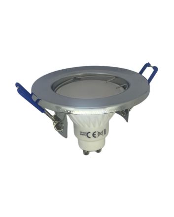 2x Portafaretto GU10/MR16 Rotondo Fisso Ø80mm Esterno - Cromo Lucido