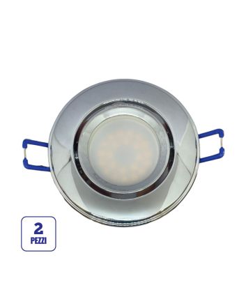 2x Portafaretto GU10/MR16 Rotondo Orientabile Ø85mm - Cromo Lucido