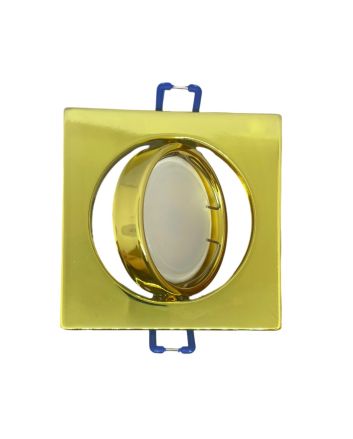 2x Portafaretto GU10/MR16 Quadrato Orientabile 8.2x8.2cm - Oro Lucido