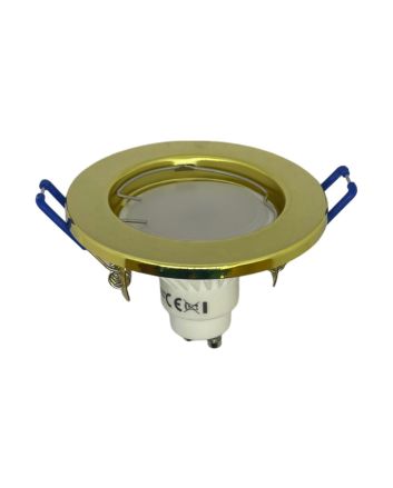 2x Portafaretto GU10/MR16 Rotondo Fisso Ø80mm Esterno - Oro Lucido