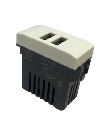 Presa USB Doppia 2A TOT-821-B Compatibile Living Light Bianco