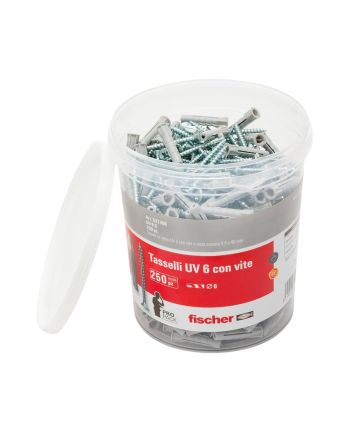 Secchiello 250 Tasselli Ø6mm + 250 Viti 6x30mm 531386 - Fischer