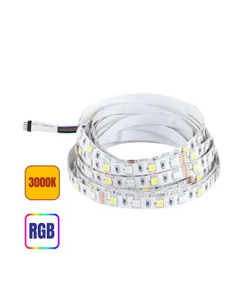 Striscia Strip LED 12V 8W/m SMD 5m RGB + 3000K 60 LED/m IP20 - V-TAC