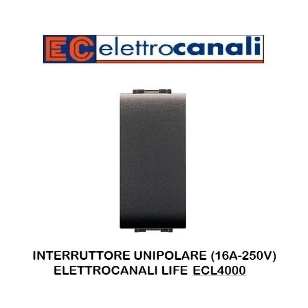 Interruttore Unipolare Nero (16A-250V) Elettrocanali Life ECL4000