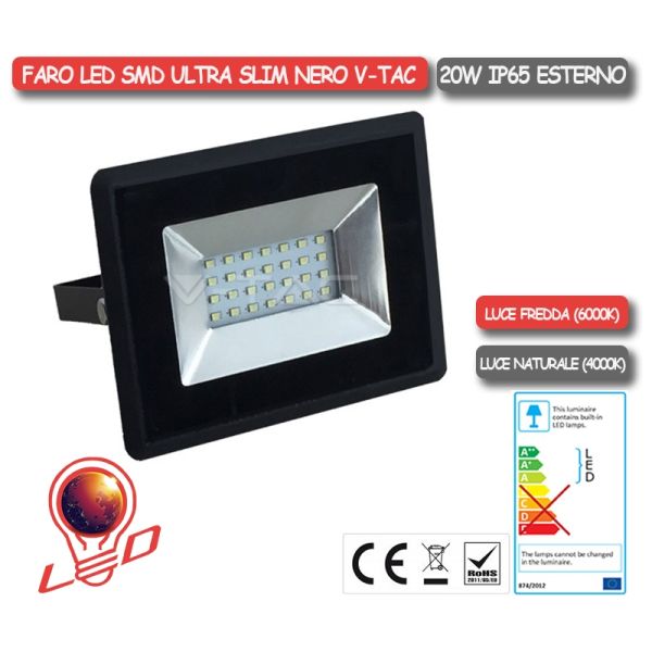 Faro LED da Esterno 50W Luce Naturale 4000K Ultra Sottile V-Tac