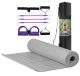 MJ FITNESS - Tappetino Antiscivolo Yoga Fitness in TPE Ecologico e Imbottito, 183cm x 80cm x 8mm, con Borsa e Attrezzo Elastico Multiuso per Ginnastica e Palestra (Grigio)