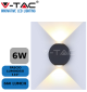 VT-836-8304-Luce Naturale 4000k-LAMPADA LED DA MURO 6W APPLIQUE FORMA SFERICA ESTERNO CORPO NERO